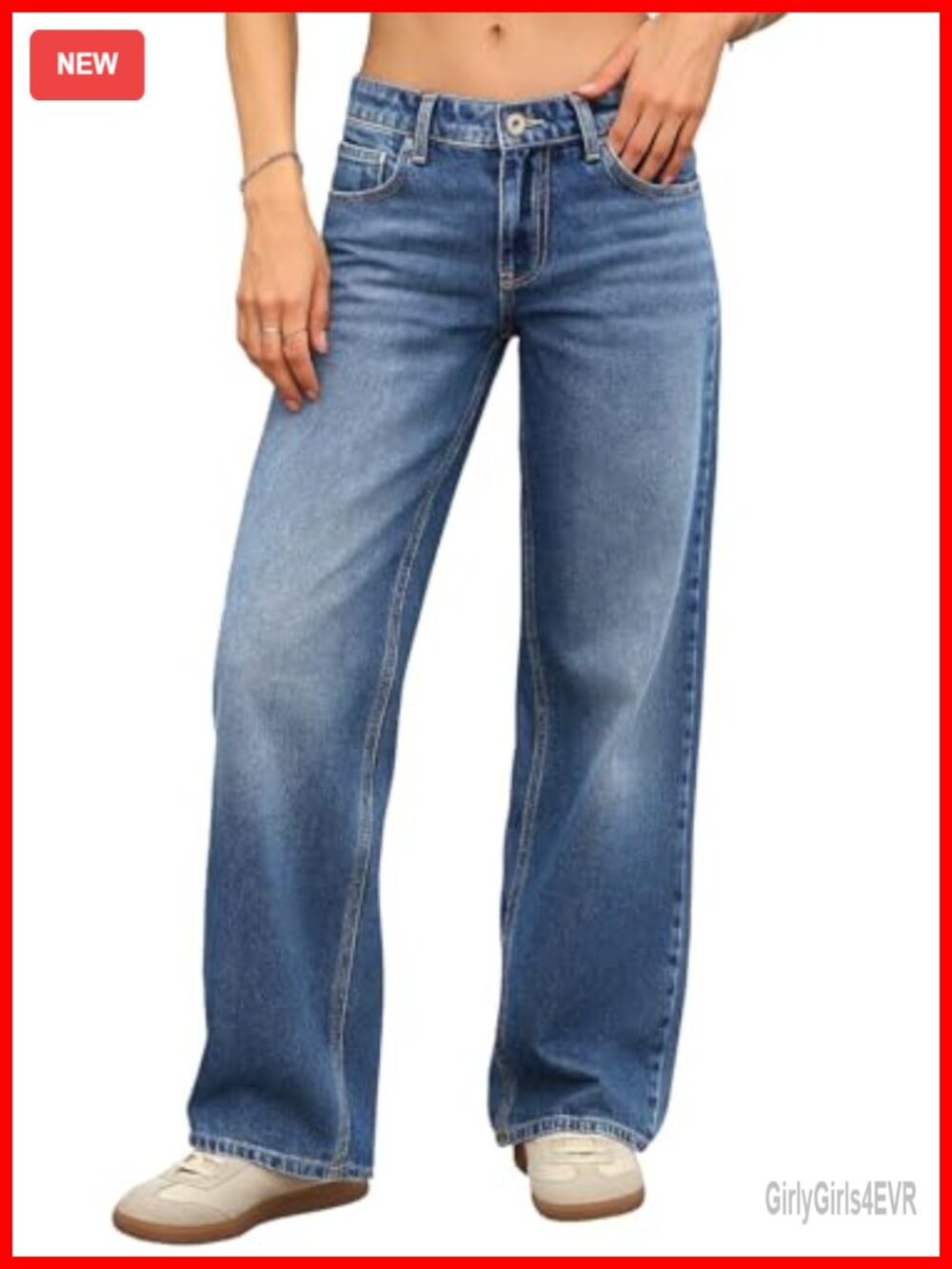 Low Rise Baggy Jeans Women Straight Leg Denim Pants
